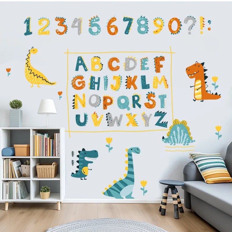 Cartoon Dinosaur World Wall Stickers Removable Waterproof Jurassic Decals for Kids Room Nursery Kindergarten Home Decor