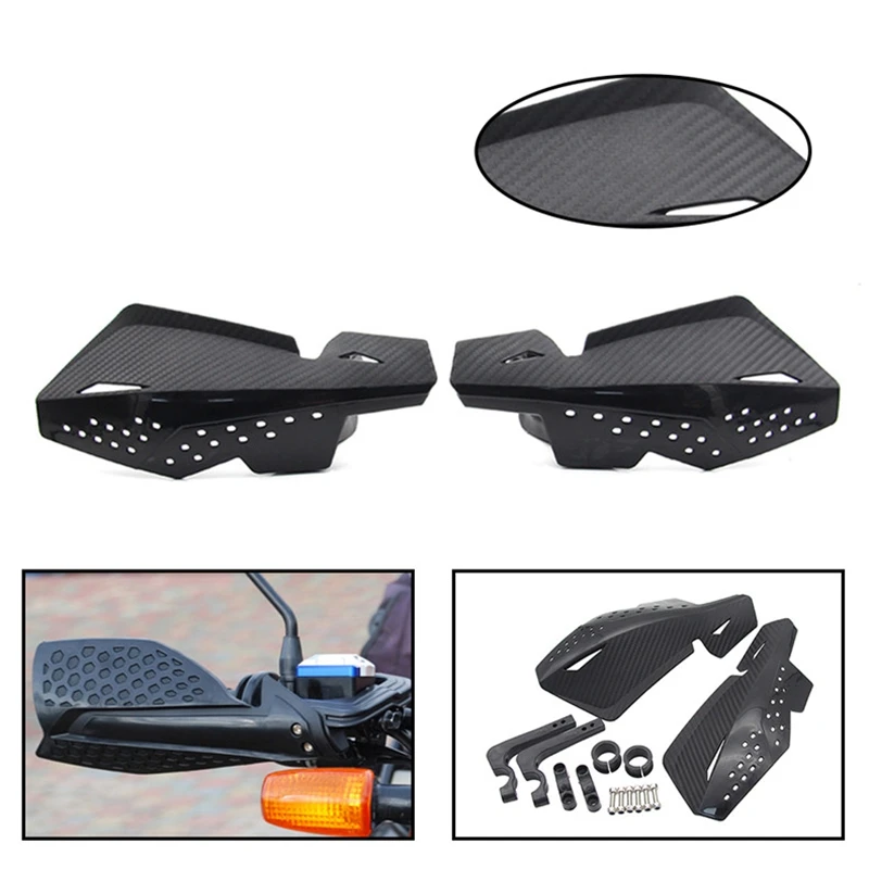 1Pair Motorcycle Hand-Guards 7/8 inch Handlebar Handguard Handle Protector Bike Brush Wind Guard (Carbon Fiber