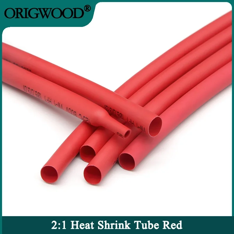 

1~50m 2:1 Heat Shrink Heatshrink Tube Red Diameter 0.6mm ~ 80mm Wire Repair DIY Cable Protecctor Tubing Sleeving Wrap