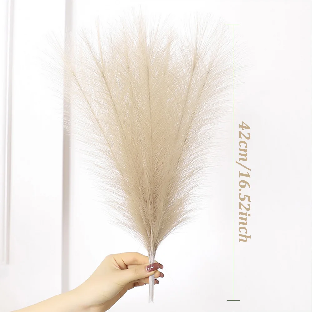 10/30/50pcs Artificial Fluffy Pampas Grass Bouquet Boho Fake Plant Flowers for DIY Room Home New Year Wedding Party Decor Flower - view 3