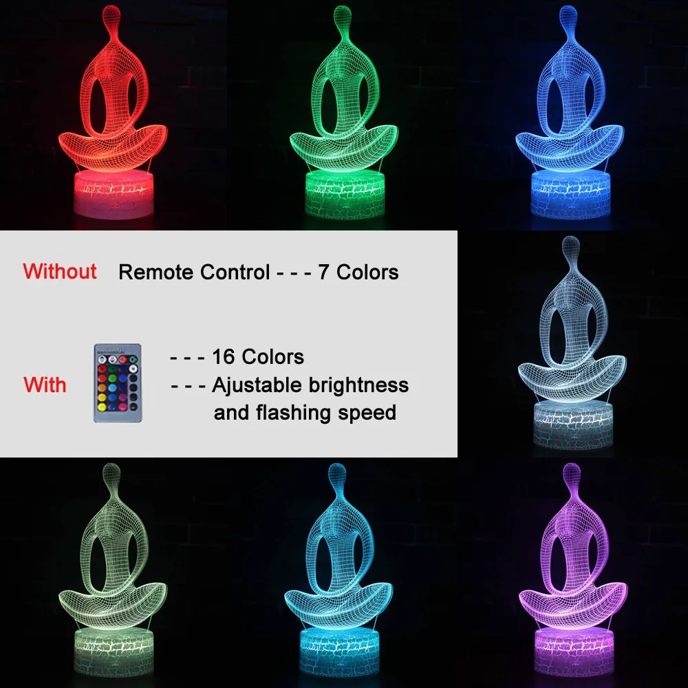 Yoga Meditation Table Lamp Home Bedroom Decoration Color Changing LED Night Lights for Kids Adult Birthday Christmas Gifts