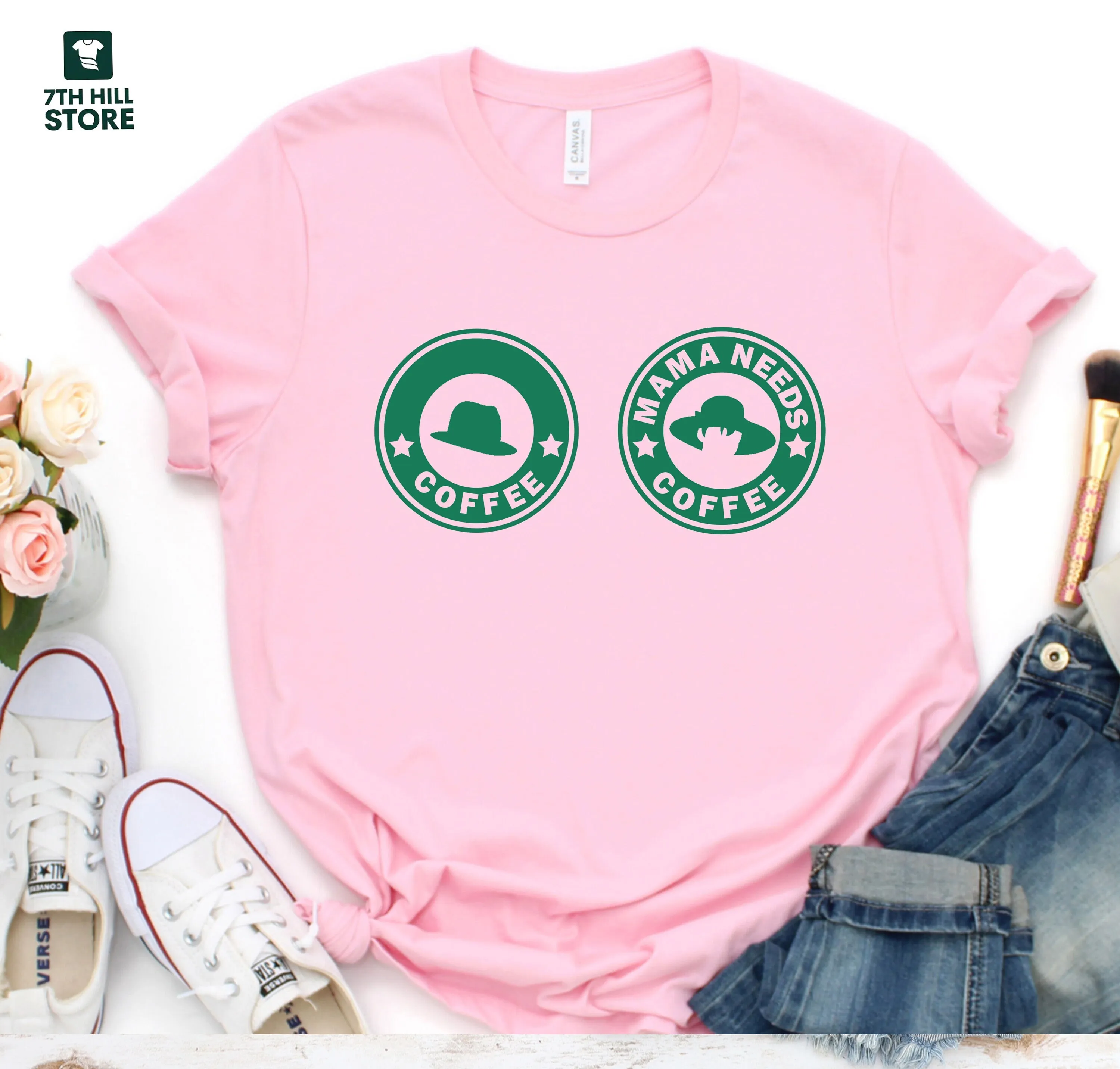 

Mama Needs Coffee T Shirt Dad Funny Mom Mothers Day Life Strong As a Mother for