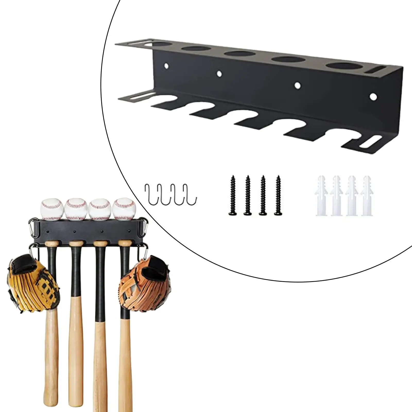 Baseball Bat Rack Wall Mount Organization Metal Baseball Bat Display Hanger