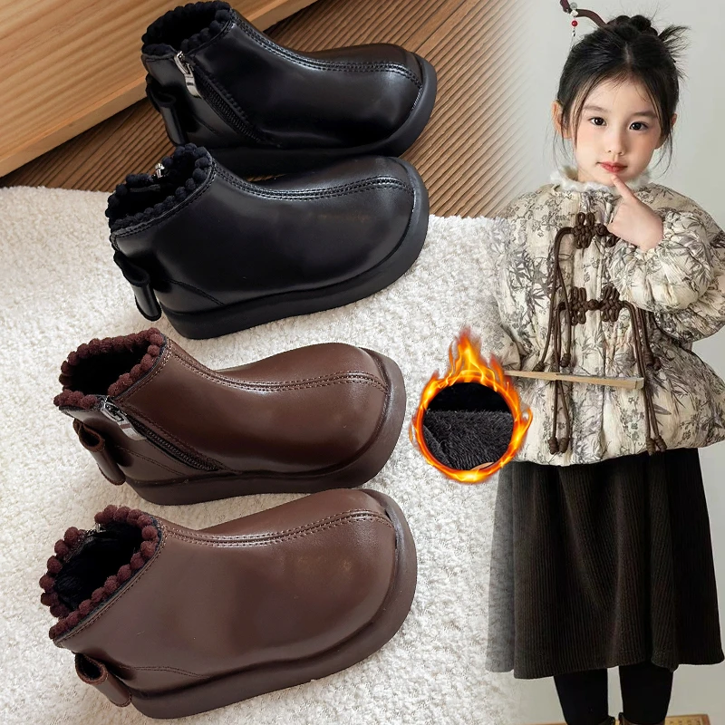 

2025 New Autumn Winter Children Casual Boots for Girls Fahsion Style Soft Bottom Anti-slippery Versatile Princess Shoes