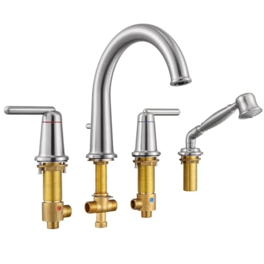 

Tub Faucet Set Roman Bathtub Faucet Set with Valve and Diverter Brass Vintage Bath Faucet for Tub Widespread 4 Hole 2 Handle Cl