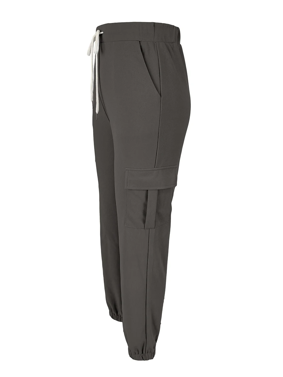 Damen Cargo-Hosen mit hohem Bund, Kordelzug, lockere Jogginghosen, lässige Streetwear, Workout-Sweathosen mit Taschen, sportliche Gym-Hosen – Detail 4