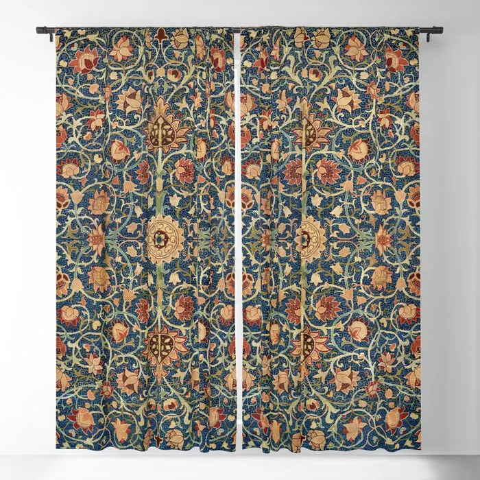 William Morris Floral Carpet Print Blackout Curtains 3D Print Window Curtains For Bedroom Living Room Decor Window Treatments