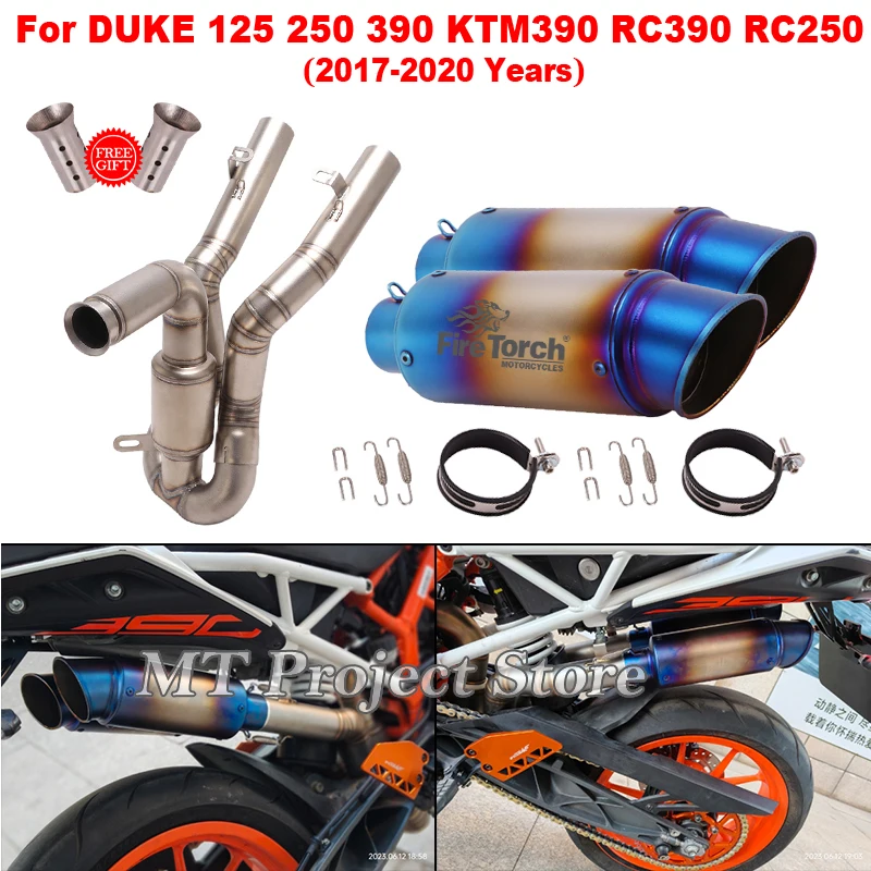 

Motorcycle Double Exhaust Escape Mid Link Pipe High Position With Muffler Moto For Duke 125 250 390 KTM390 RC390 RC250 2017-2020