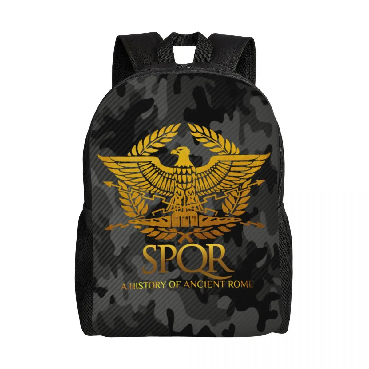 Customized SPQR Roman Empire Backpacks Basic Bookbag for College School Gladiator Tshirt Imperial Golden Eagle Emblem Bags