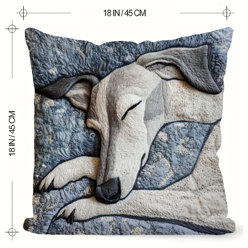 Greyhound Printed Double-Sided Pillow Cover, 1pc Sighthound Dog Animal Decorative Cushion Case for Sofa, Bedroom, Home Decor