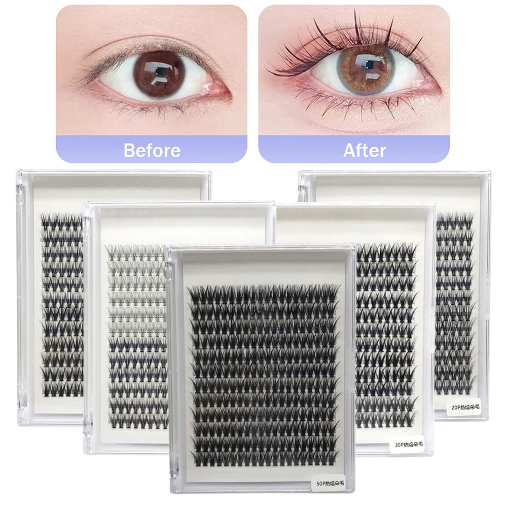 

Fluffy False Mink Eyelashes Bundles Natural Eyelash extension 3D Russia Individual Eyelash Cluster Makeup Tools Lashes Cilia