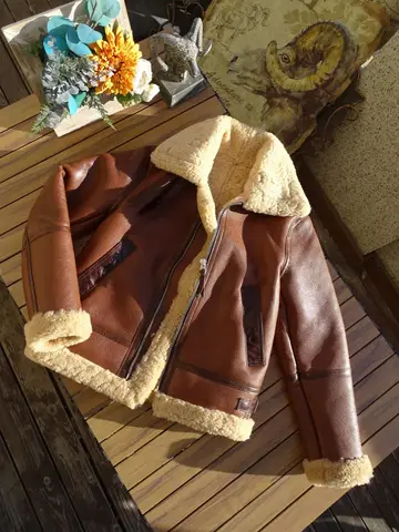 Tailor Brando Turkey Authentic Shearling Classic B6 Men's Genuine Leather Bomber Jacket