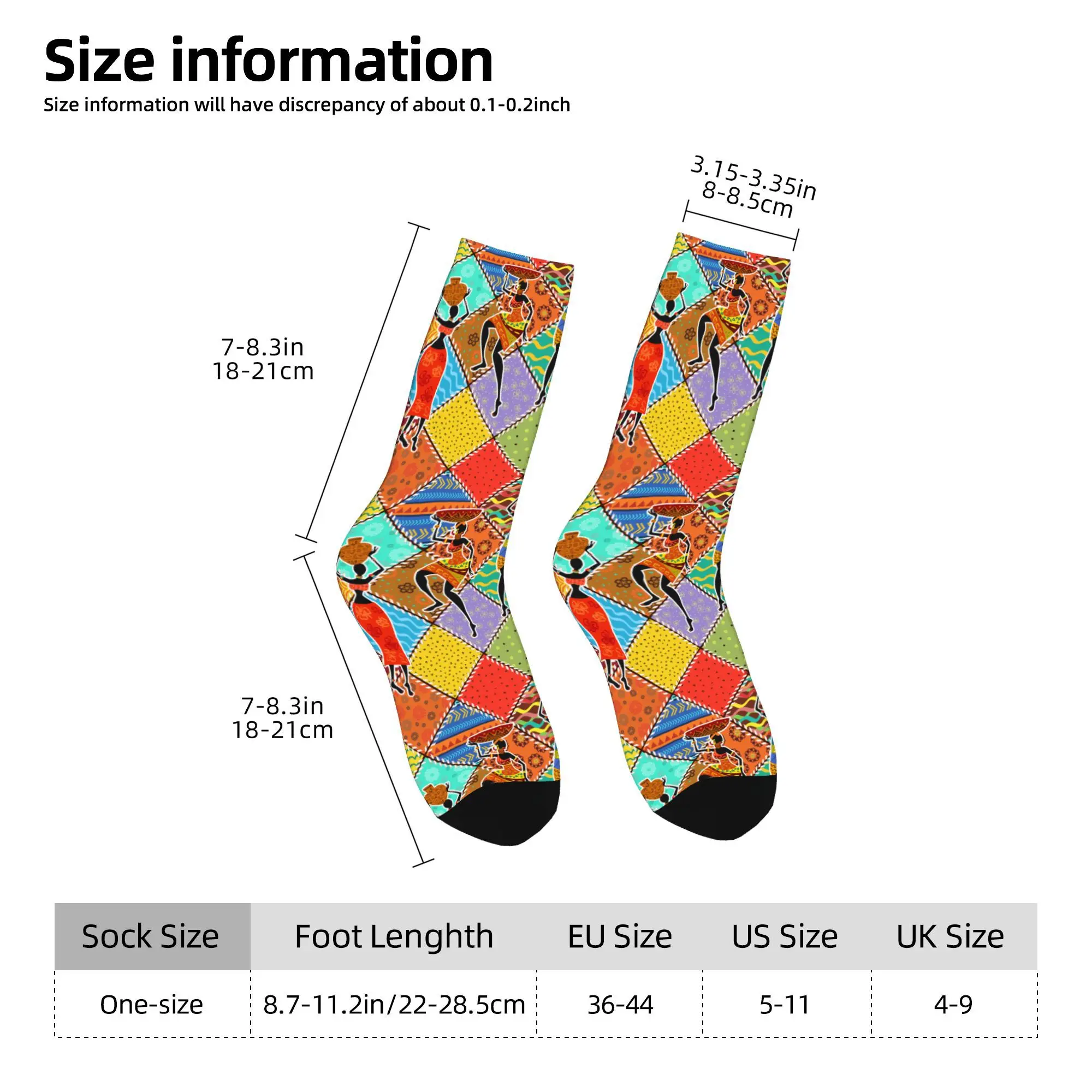 1pc Colorful Patchwork with Dancing African Womans Printed Men's Socks  Novelty Hip Hop Harajuku Pattern Crew Sock Casual Gift