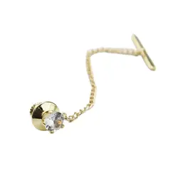Men's Copper Tie Buckle Gold White Rhinestone Tie Pin Fashion Exquisite Jewelry Wedding Gift Tie Costume Jewelry