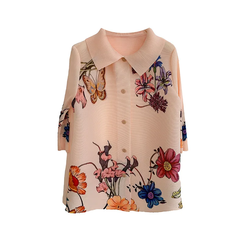 Miyake Fold 2025 Solid Color Design Top Women's Singles Buckle Simple and Versatile Large Size High End Cardigan Short Coat