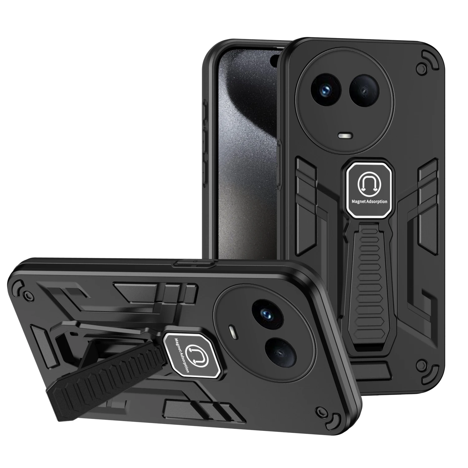 Armor Case for Oppo Realme 11 Pro+ Plus Realme 11x Car Mount Magnetic Holder Silicone Hard Phone Cover RMX3780 RMX3740 RMX3741