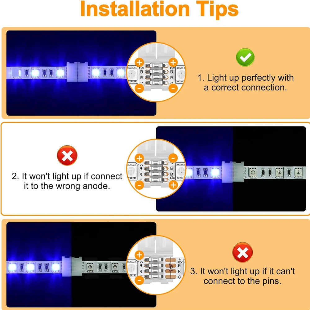 10pcs I /L/T Shape Solderless Snap Down 4Pin 10mm Conductor LED Strip Connector for SMD 5050 LED Strip Quick Splitter Connection