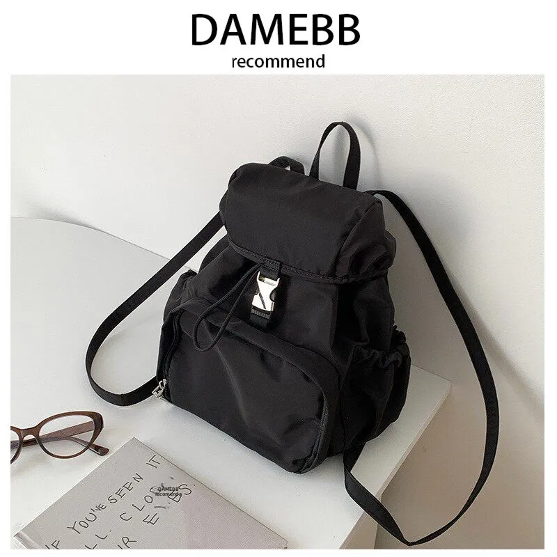 damebb-2026-nylon-leisure-waterproof-travel-backpack-daily-commuting-simple-style-double-shoulder-bag-for-women