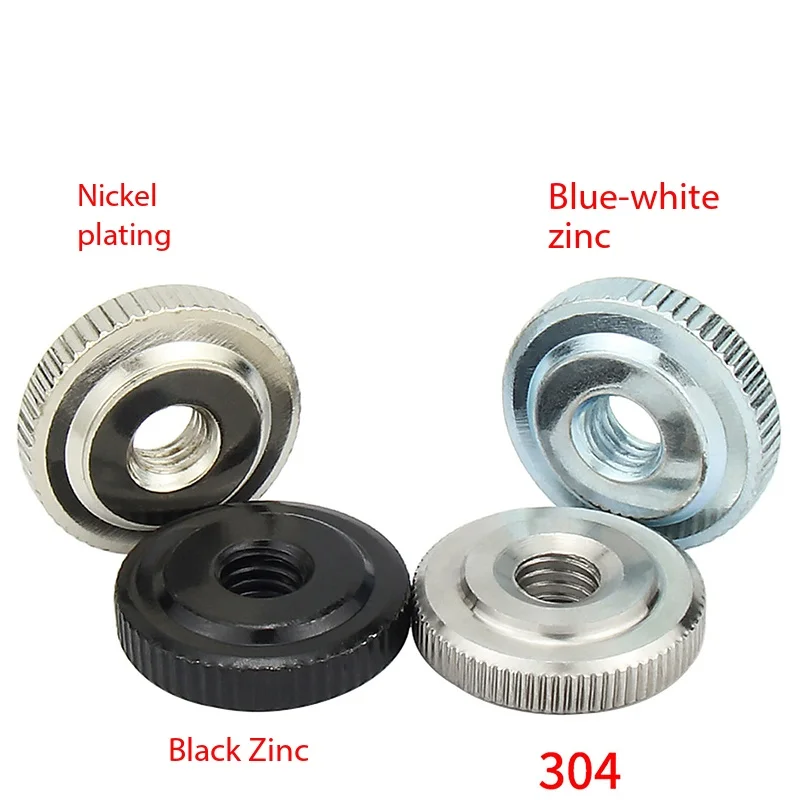 M2-M12 Knurled Thumb Nuts Small Step Round Hand Tight Nuts 304 Stainless Steel & Carbon Steel Manual Adjustment Fastener
