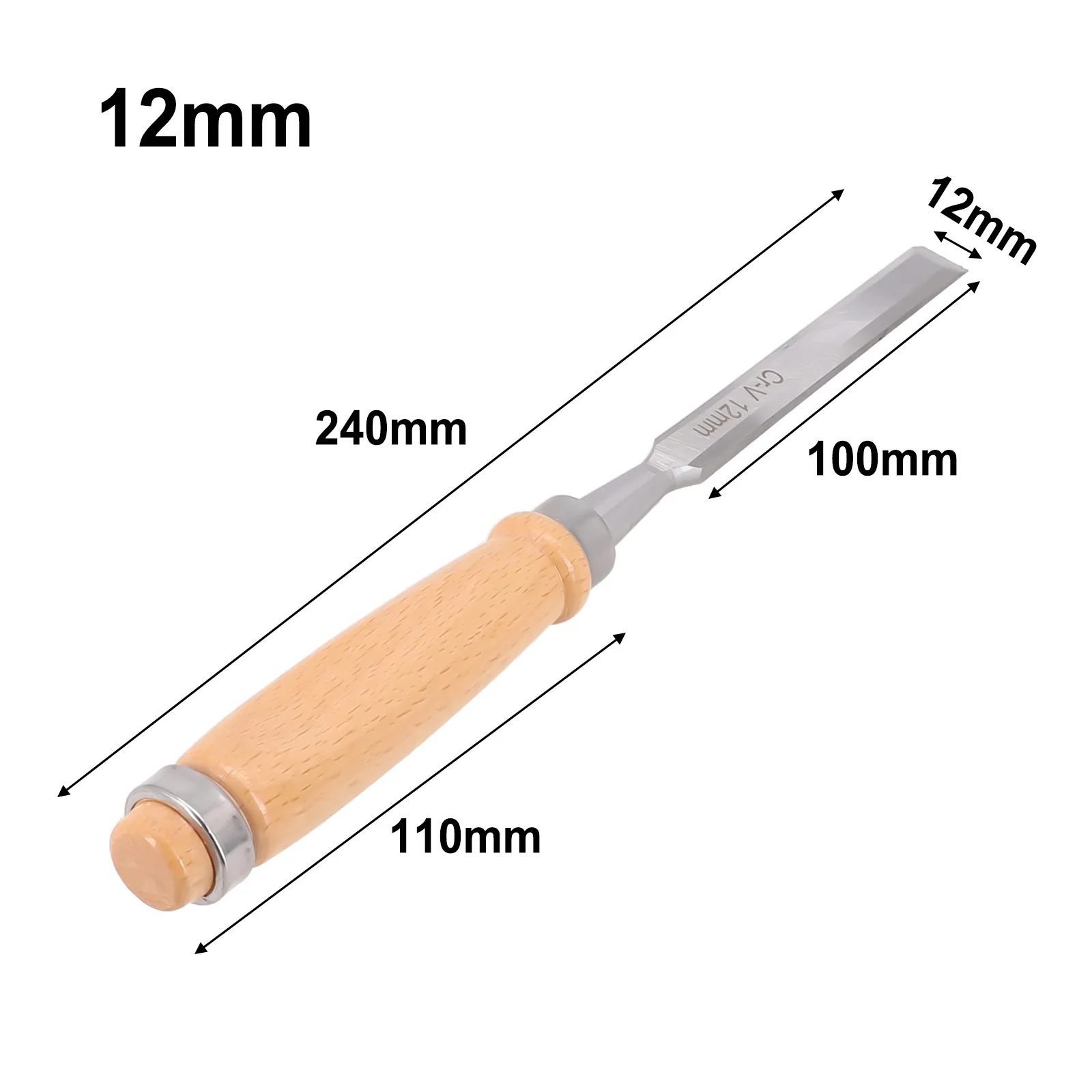 Cincel de tallado de madera profesional, juego de herramientas de mano, 6/12/18/24mm, cinceles planos para carpintería, molienda de pulido, 1 unidad