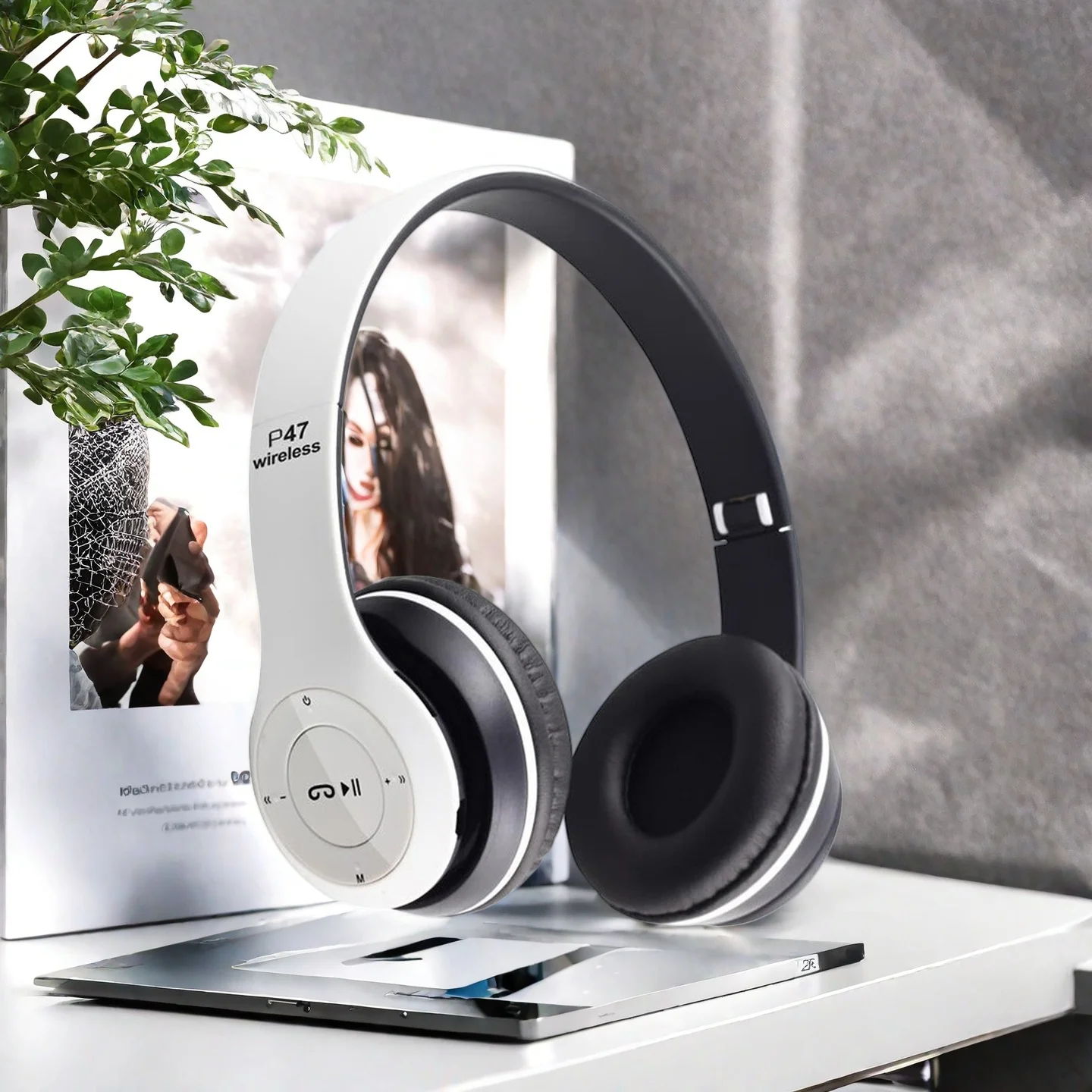 P47 Earphones Wireless Headphones  For IOS Android Mobile iPhone 16 15 Xiaomi Samsung Huawei Support SD Card Bluetooth Earphone