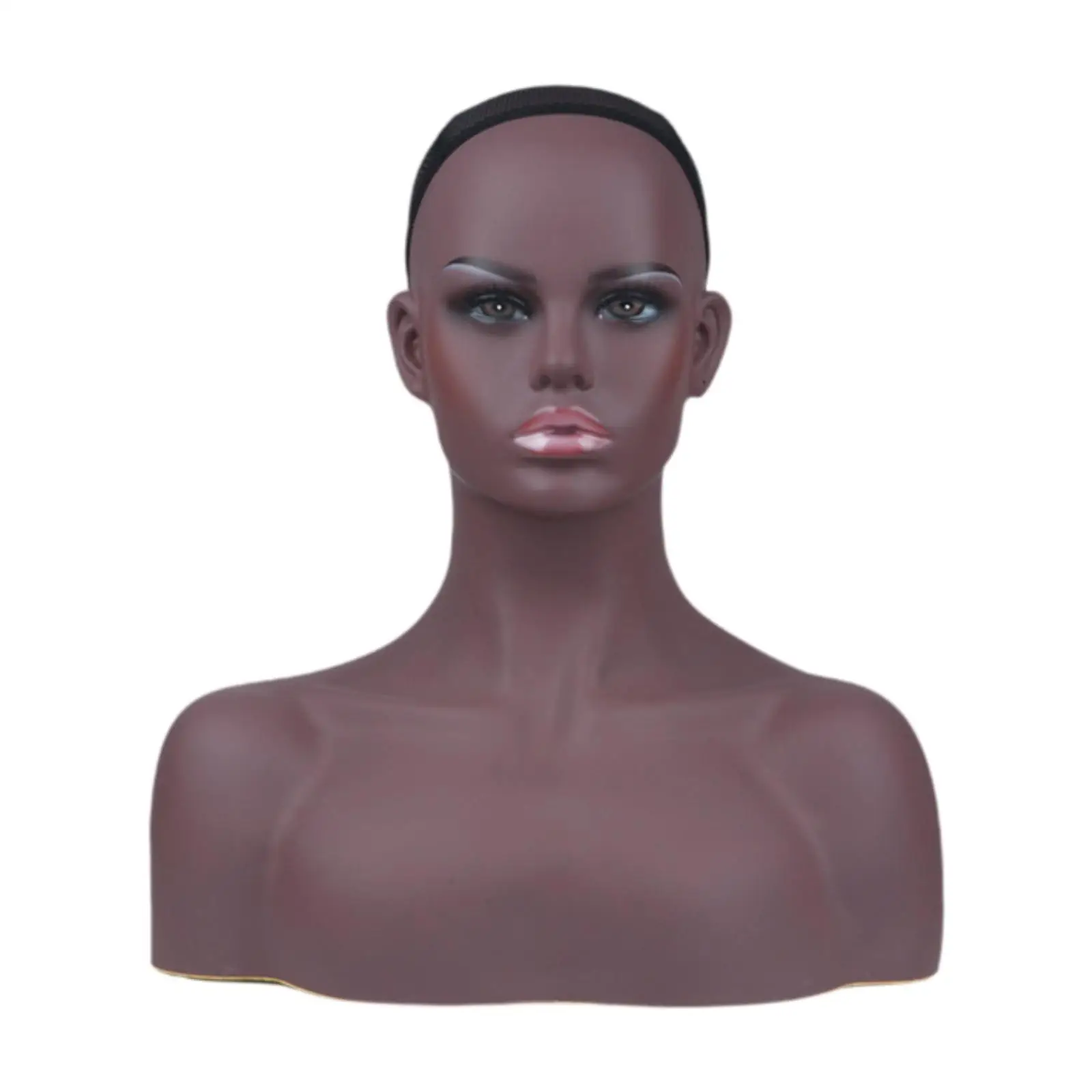 Female Mannequin Head with Shoulder Realistic Display Manikin Head Bust for Sunglasses Earrings Scarves Wigs Display Making Hats