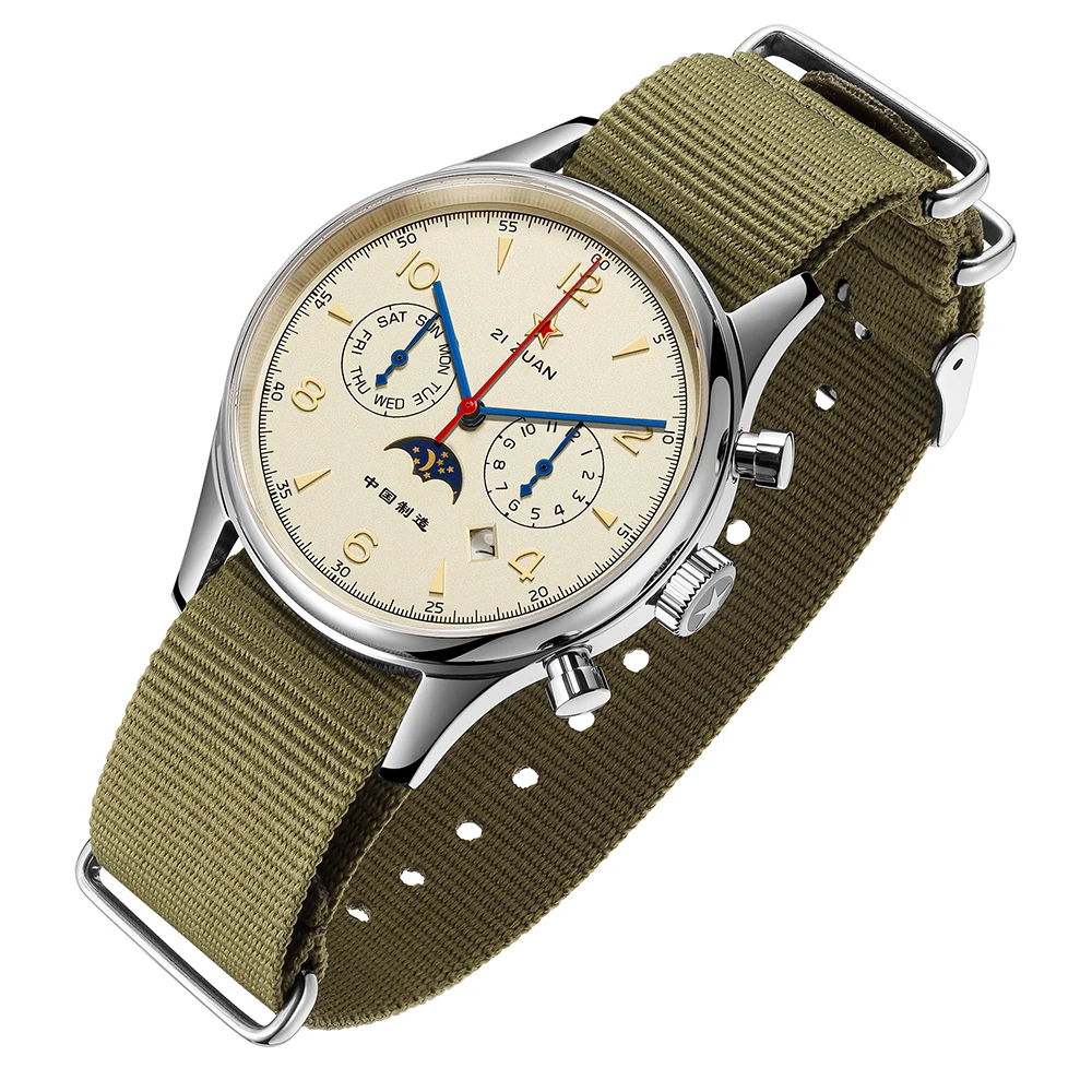 SEAKOSS Automatic Mechanical Watch 1963 with Seagull ST1654 Movement Month Week Display Air Force Pilots Calendar Men's Watches