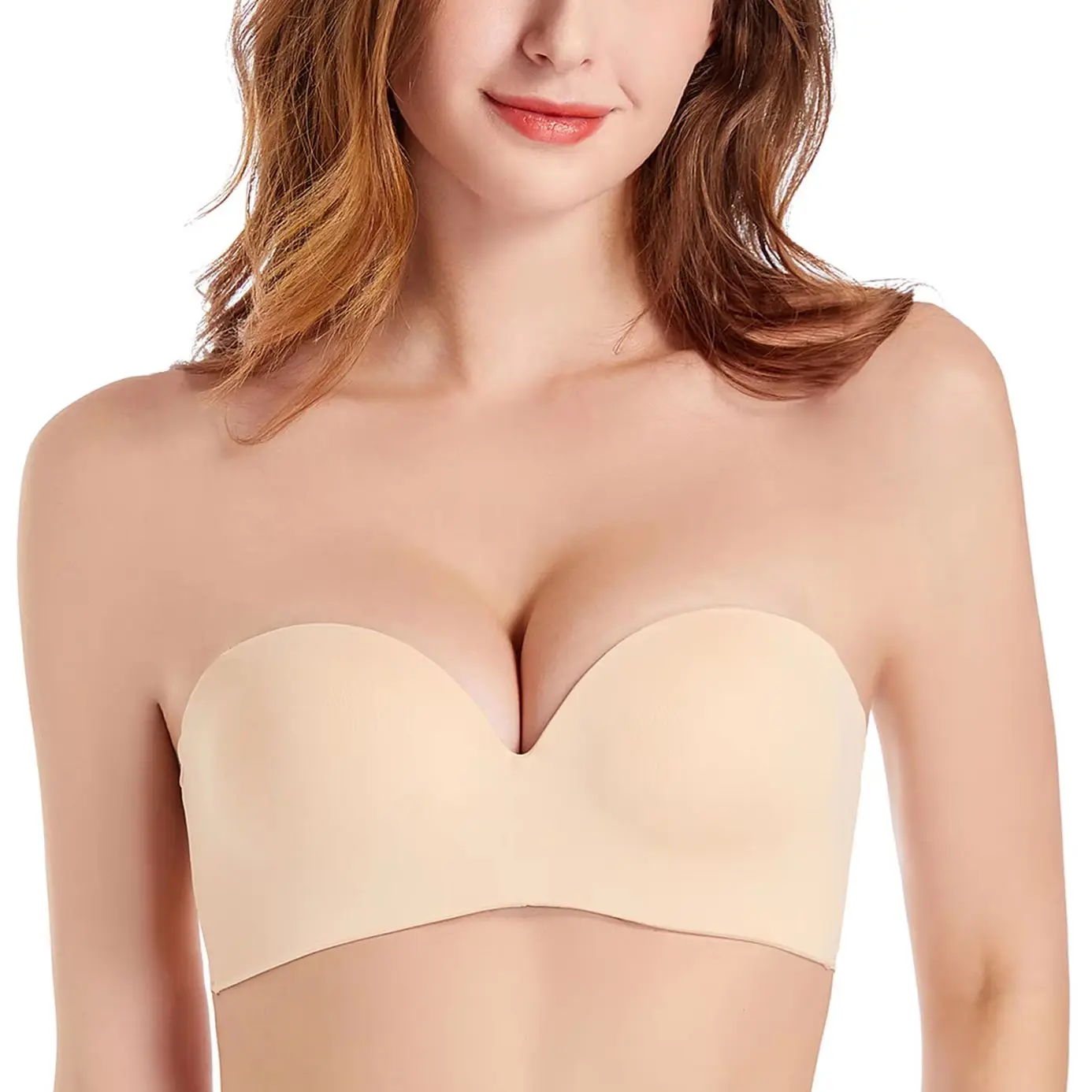 

2026 Women Strapless Bras Wireless Padded Push Up Invisible Bra Silicone Straps Adjusted Convertible Seamless Sexy Comfort Bra