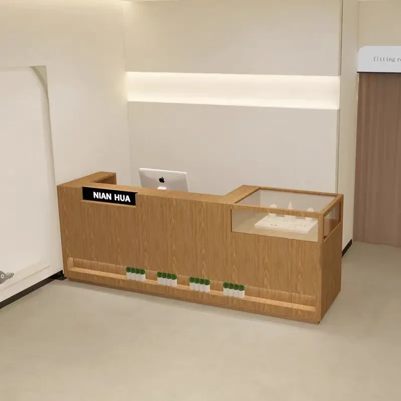 for Simple Clothing Store Bar Table Jewelry Store Checkout Display Cabinet Beauty Salon Glass Front Desk Shop Reception Desk