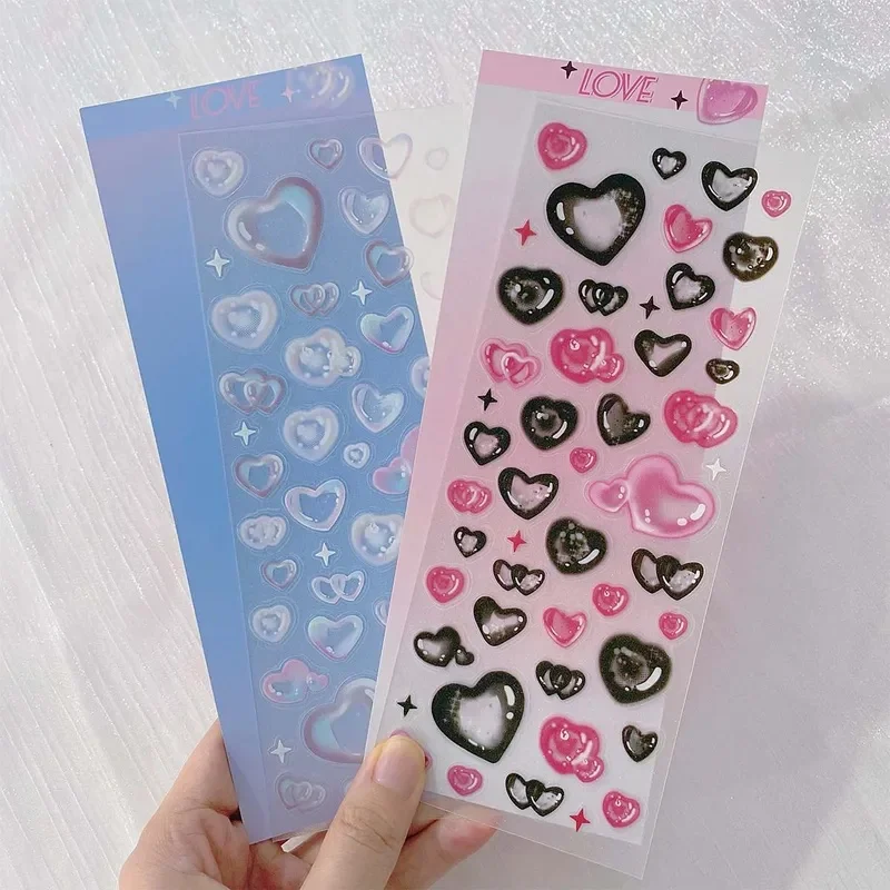 Gift lovely Stars Decal Stickers Scrapbooking Kawai Stationery Hearts Stickers PET Bubble Deco Sticker DIY Journal Planner