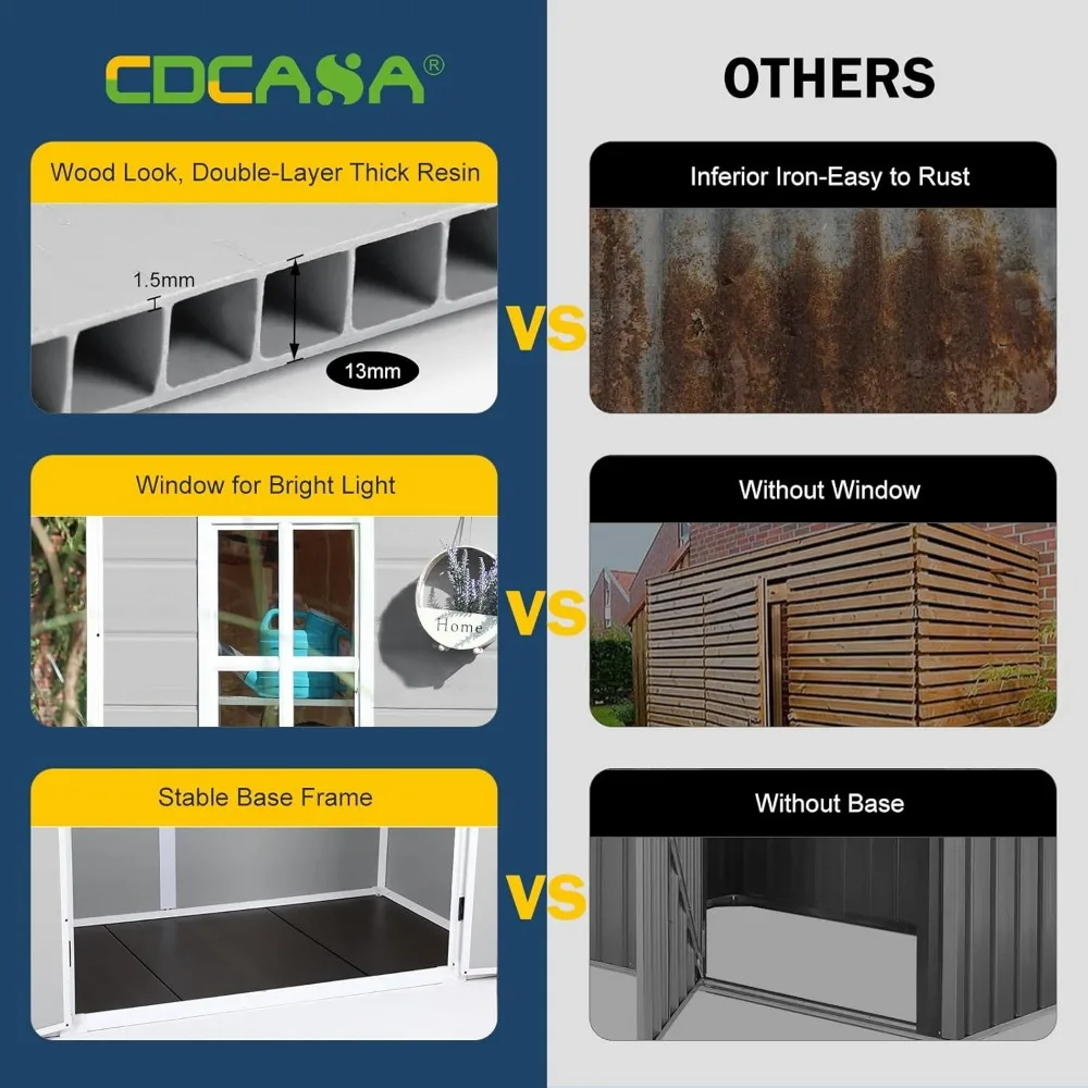 سقيفة تخزين خارجية مقاومة للماء مقاس 6 × 3 أقدام مع أرضية ونافذة وباب قابل للقفل