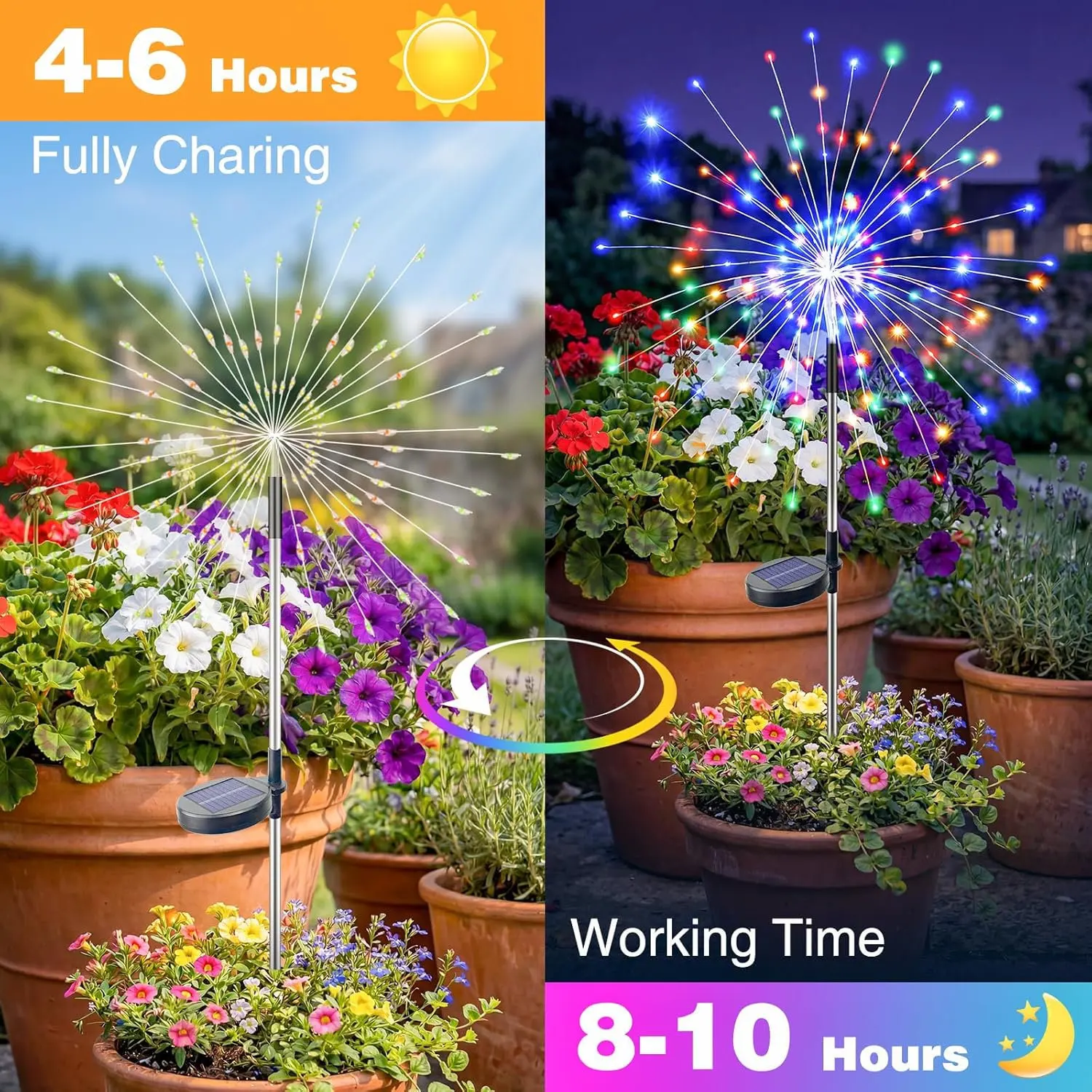 Solar LED Fairy Lights DIY Outdoor Garden Decorative Firework Lights for Patio Pathway Street Lawn Lamp
