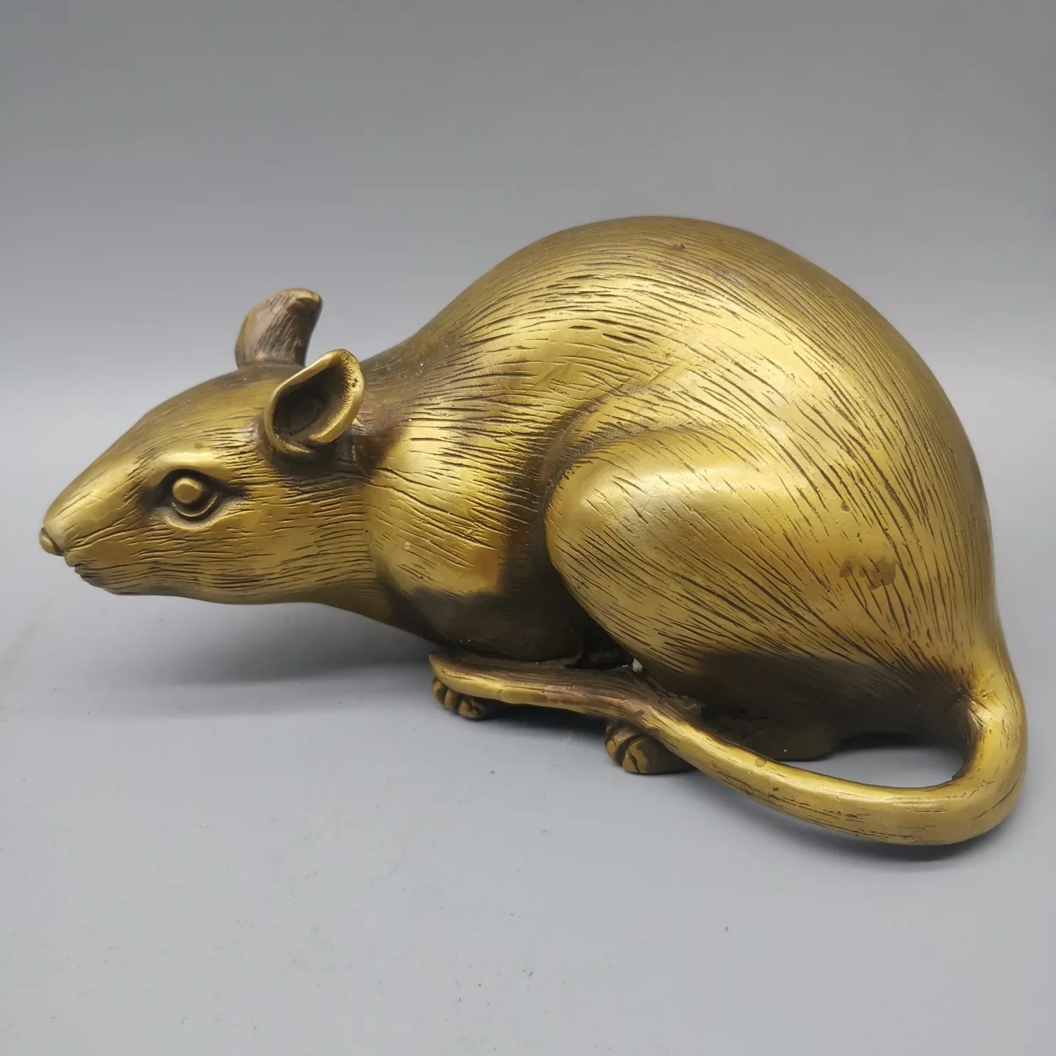 Metal Mouse Statue Simulation Animal Sculpture Toy Desk Decoration Table Tea Pet Antique Brass Crafts Home Decoration