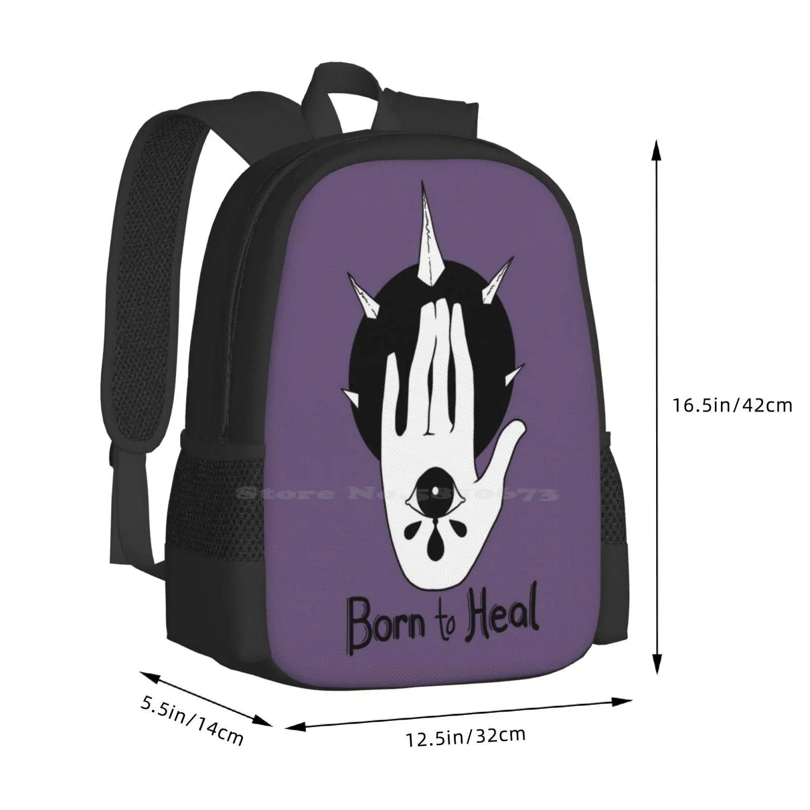 Mochila esotérica Simple para estudiantes universitarios, diseño de patrón de Palma para adolescentes, bolsos planos en blanco y negro, estética mística, mano, ojo, curación, Punk