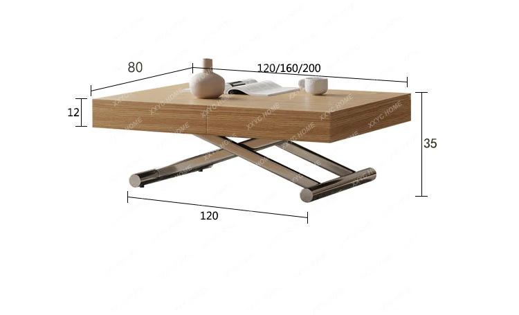 A Lifting Folding Retractable Dining Table, Coffee Table, Dual-purpose Integrated Multi-functional Rectangular Dining Table