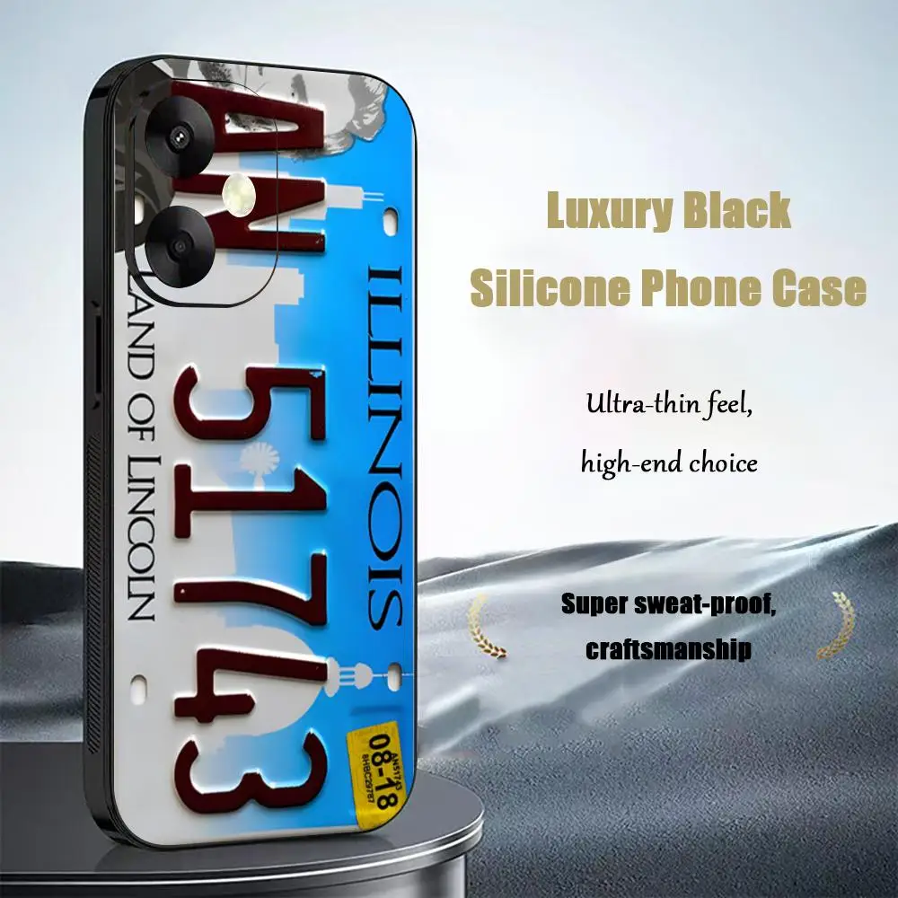 Popular License Plate Cool Phone Case For Xiaomi Redmi Note 13,12,11, 10 Pro Plus S,  5G, 12S, Luxury Soft Black Phone Cover