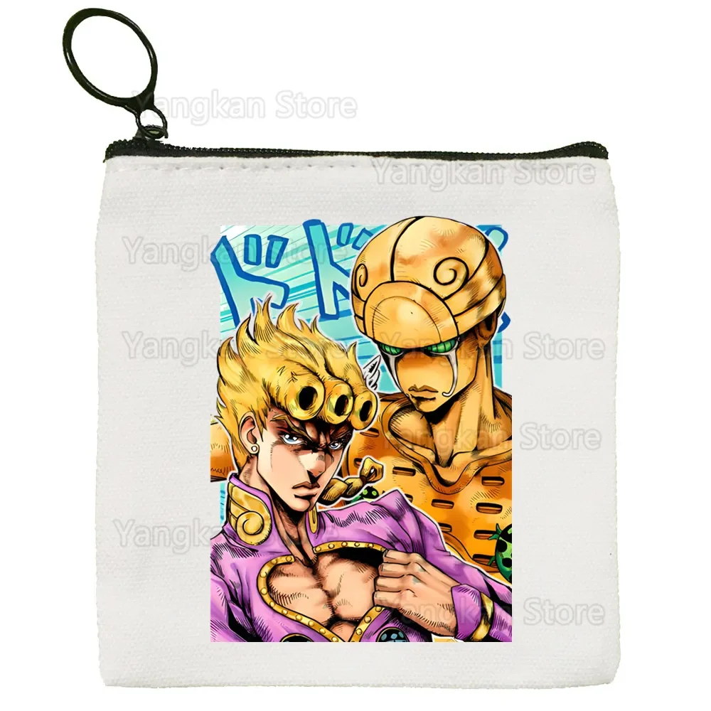 Jojos Bizarre Adventure Canvas Coin Purse Canvas Bag Small Square Key Storage Card Cartoon Coin Bag