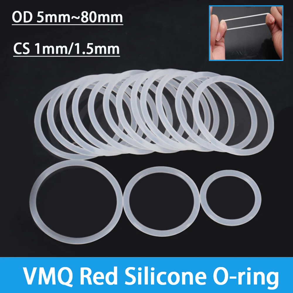 

10-100 шт., белое пищевое силиконовое уплотнительное кольцо, толщина прокладки CS 1/1,5 мм, наружный диаметр 5 мм-80 мм, изолированная водонепроницаемая шайба, круглая нетоксичная