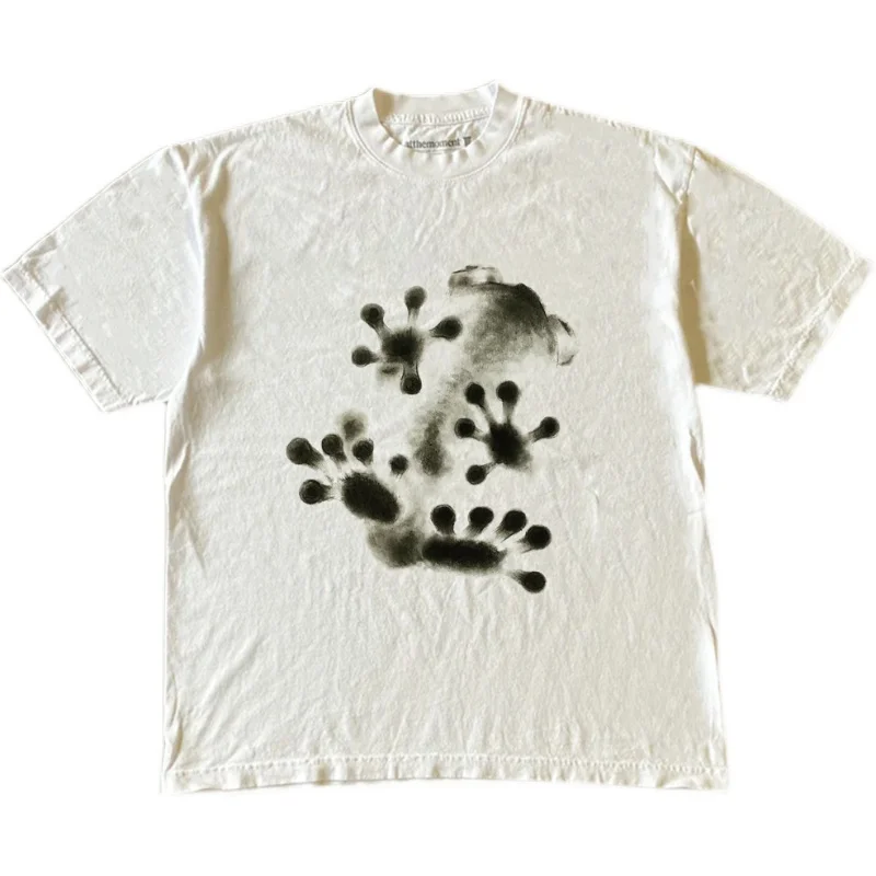 Cartoon Subculture Retro Oldschool Short Sleeve Tshirt Couple Matching Loose Fit round Neck Youthful Trend Summer Wear