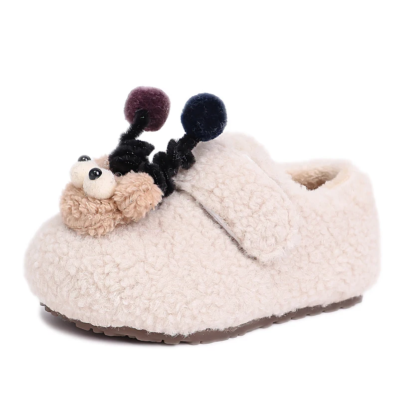 Crianças sapatos planos doce versátil crianças sapatos casuais camurça quente sola macia 2025 inverno novas meninas sapatos de princesa conforto na moda