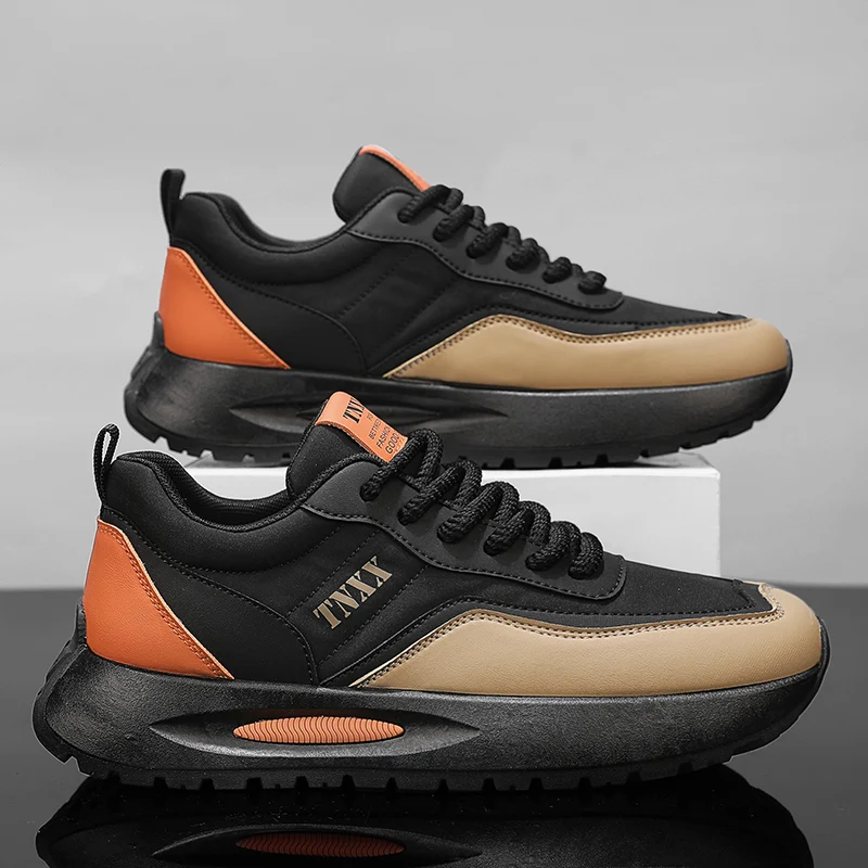 新しいカジュアルスニーカー通気性男性スニーカーラウンドトゥプラットフォーム屋外ノンスリップ快適なファッション靴トレンド靴男性のための