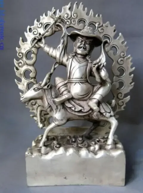 

9" China silver feng shui lucky buddhism horse Lakshmi Buddha sculpture Statue 22cm