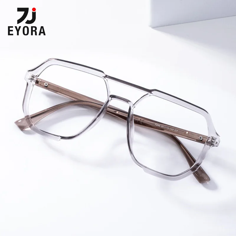 

EYORA Oversized Double Bridge Reading Glasses for Women Anti Blue Light Photochromic Glasses Optical Lenses with Prescription