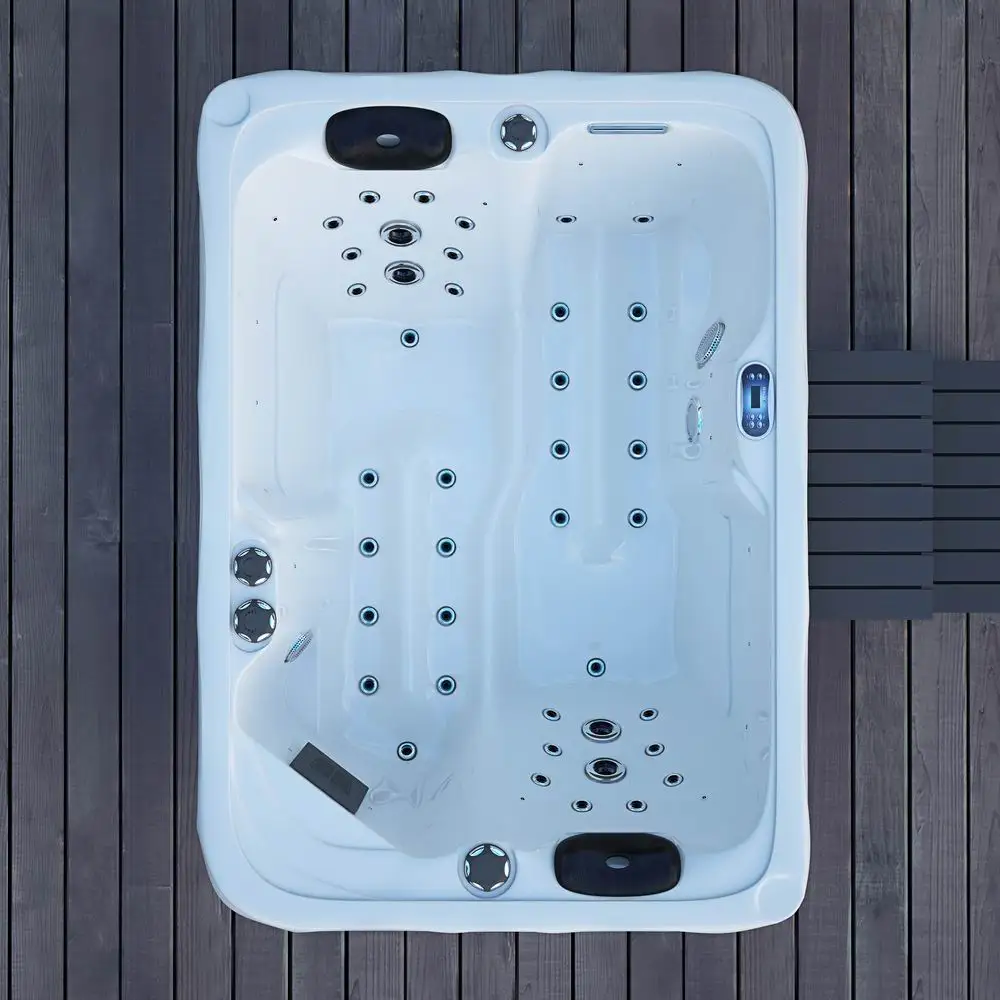 Modern 2-Person Outdoor Hot Tub  Spa Acrylic Tub with Fiberglass Reinforcement Hydromassage 2-Person Capacity for Home Use