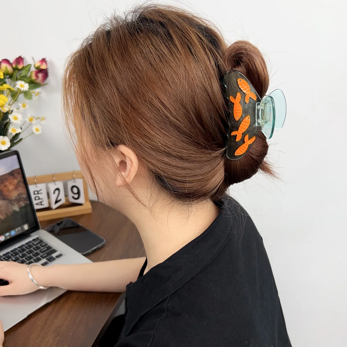 Small Cute Goldfish Tank Acetate Hair Claw Koi Fish Niche Style Spring Summer Mini Shark Clip Daily Hair Pin