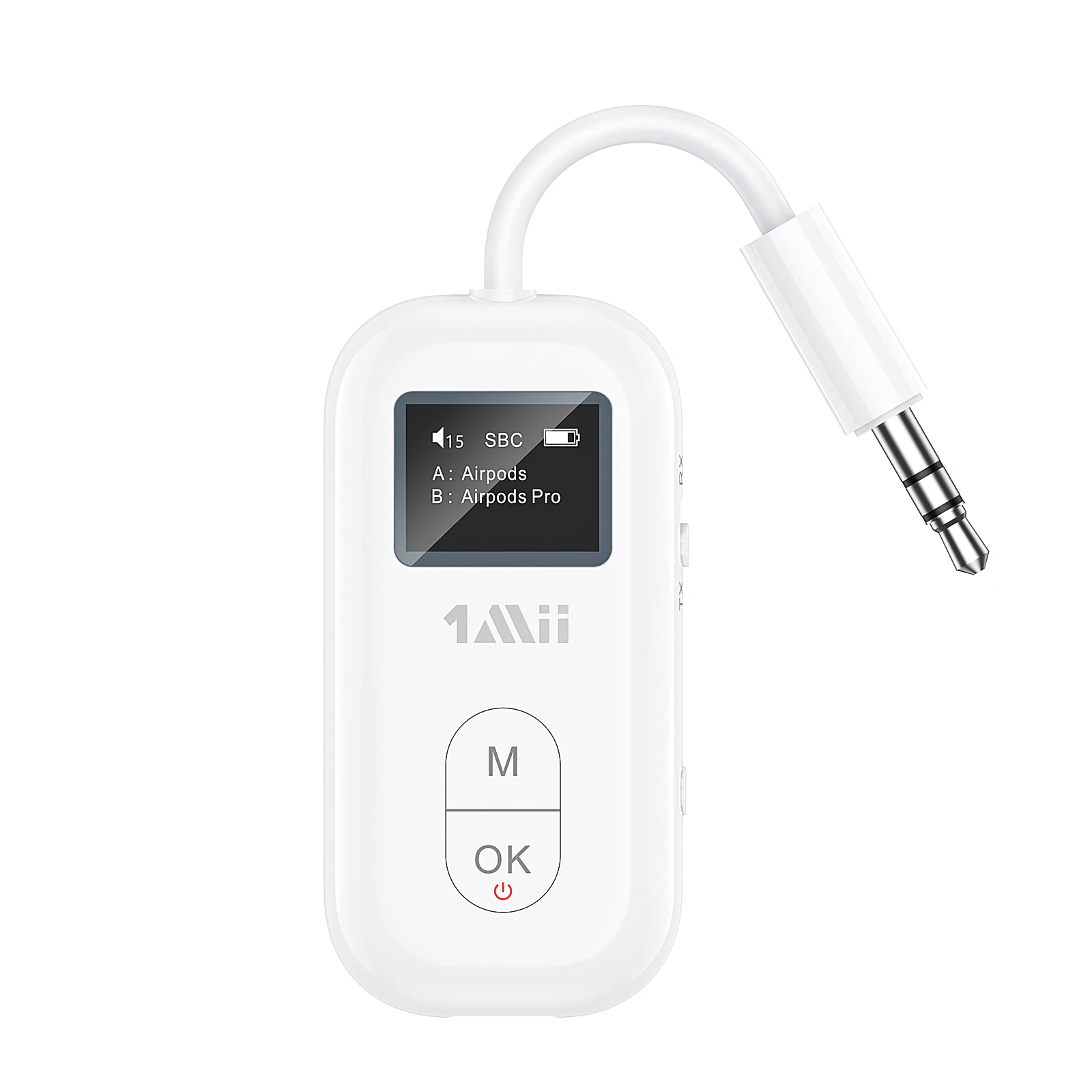 1Mii Airplane 3.5mm AUX Bluetooth Adapter With Aptx-LL/HD & Adaptive Bluetooth 5.2 Wireless Audio Transmitter and Receiver