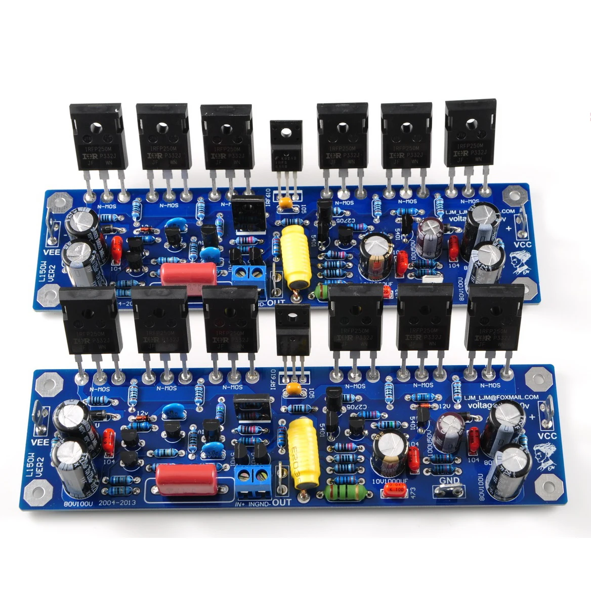 LJM L150W Class AB DC +/- 45V 200W8R (+-60V) 400W 4R (+-60V) MONO Amplifier Finished Board 200W MOSFET IRFP250 FET