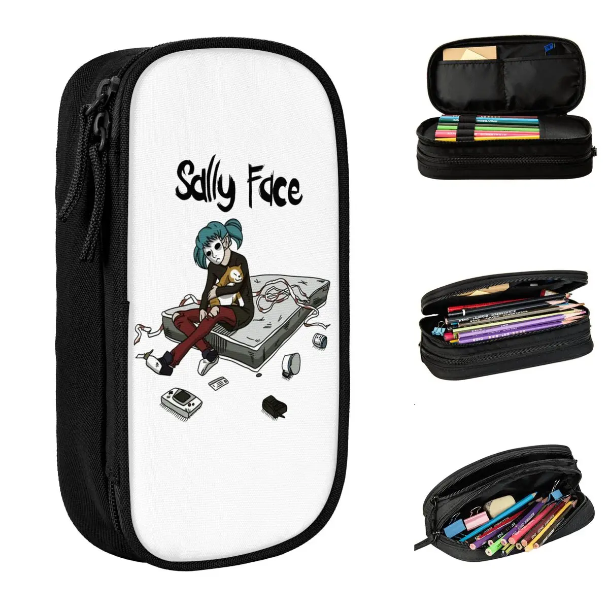 Horror Sally Face Adventure Games Game Pen Box Double Layer Large Capacity For School Pencil Bag Amazing Gift