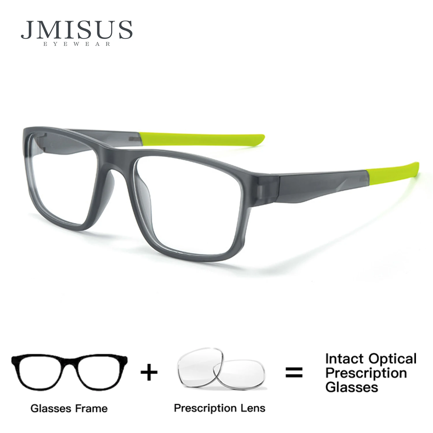 

JMISUS Square Photochromic Sports Prescription Glasses TR Frame Grey Brown Lenses Outdoor Indoor Use Colors