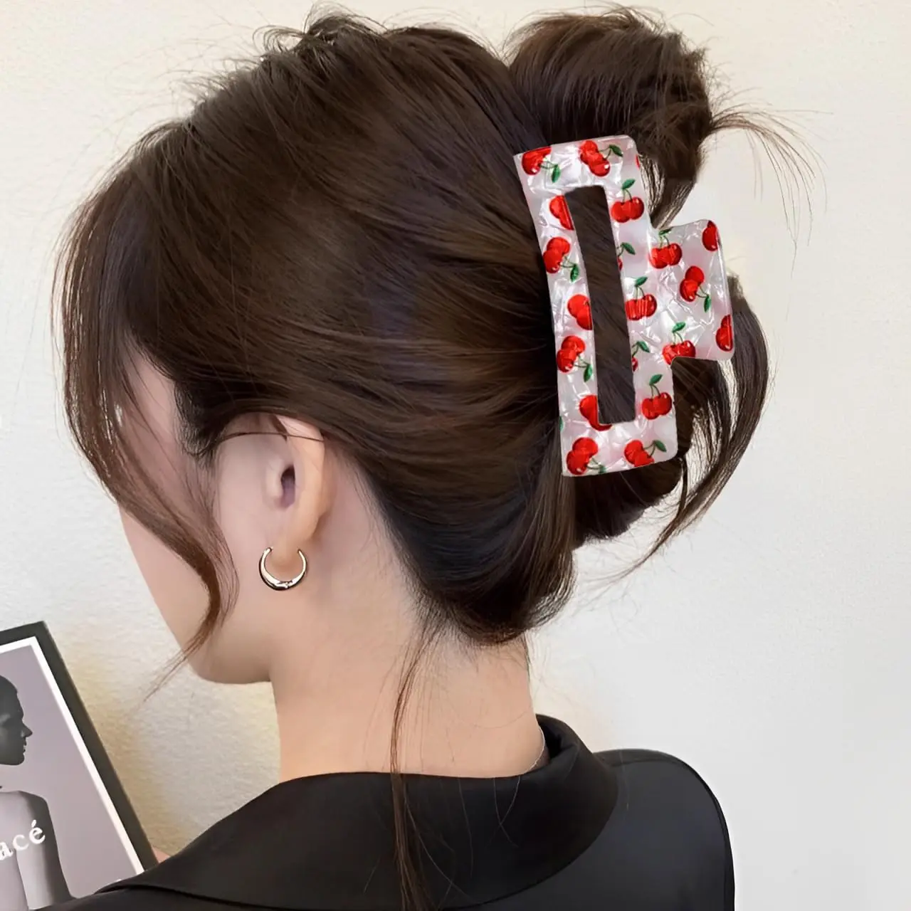1Pcs Vintage Rote Kirsche Haar Klaue Clips Haar Klemme Weibliche Blume Haar Zubehör Platz Haar Kiefer Clip Haar barrettes für Frauen – Detail 3